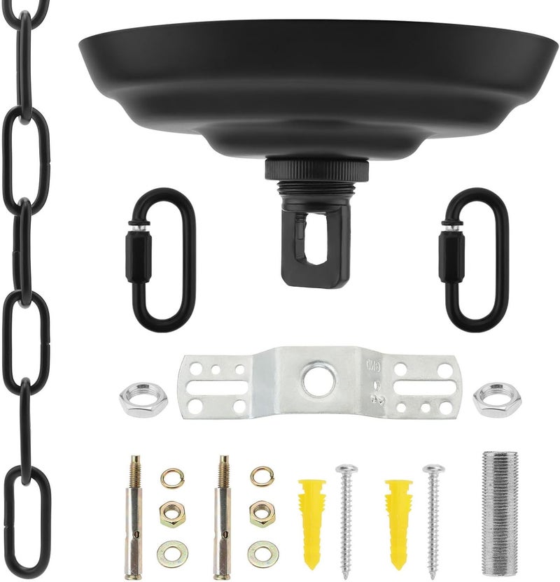 RTNLIT 5" Light Fixture Canopy Kit with 3.2 feet Chandelier Chain, Swag Light Kit Pendant Light Fixture Mounting Bracket for Hanging Light (Black) - Image 1